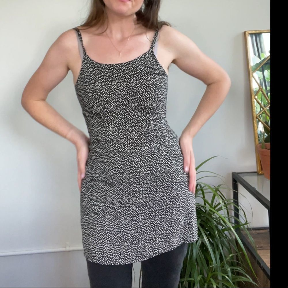 French Connection Black and White Dot Mini Cami Dress Tank 6